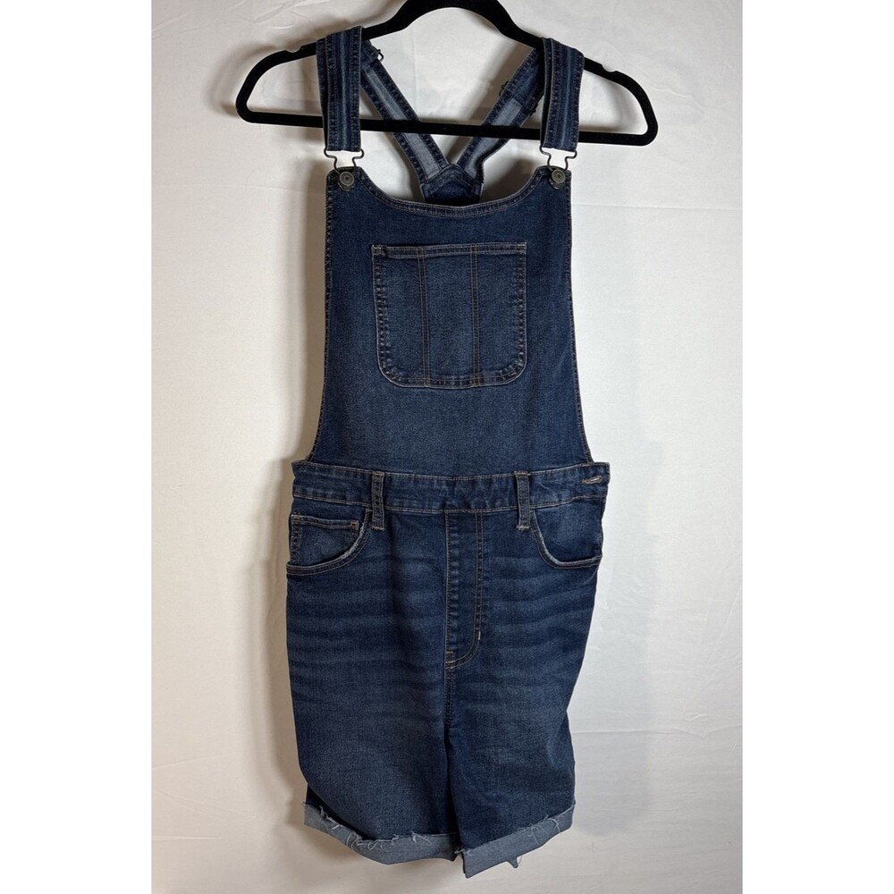 Celebrity Pink Women’s Denim Shortalls Overalls Size 15/32 Blue Raw Hem